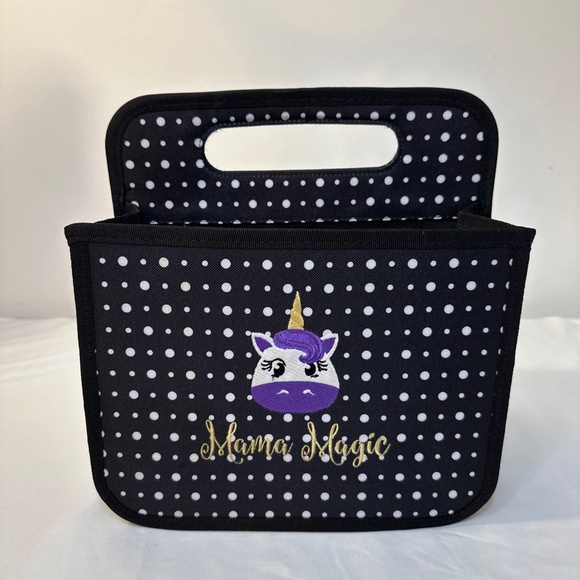 Thirty-One Double Duty Caddy Black White Dot Collapsible Tote Unicorn Organizer - Picture 2 of 9